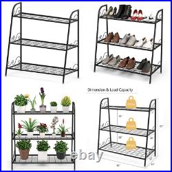 Metal Plant Stand Multi-functional Display Rack Books Shoes Storage 3 Shelves