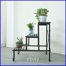 Metal Plant Stand Outdoor Indoor Flower Pot 3-Tier Display Rack Plants Ladder