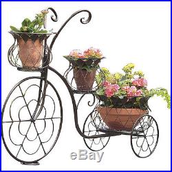 Metal Plant Stand Outdoor Tricycle Flowers Decoration Display Garden Patio Decor