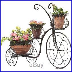 Metal Plant Stand Outdoor Tricycle Flowers Decoration Display Garden Patio Decor