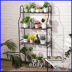 Metal Plant Stand, Plant Display Rack, Ladder-Shaped Stand Shelf, Pot 4 Tier
