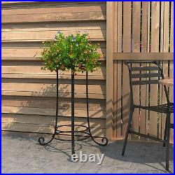 Metal Plant Stand Tall Flower Pot Holder Stand Indoor Outdoor Home Garden Black