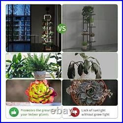 Metal Plant Stand with Grow Lights Multiple Wood Flower Planter Pot Holder