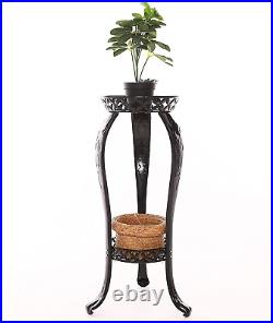 Metal Potted Plant Stand, Rustproof Decorative Flower Pot Rack Indoor and Outdoor