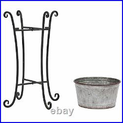 Metal Potted Plant Stand Set of 3 with Removable Galvanized Pots for Indoor O