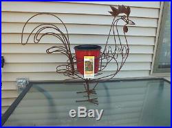 Metal Rooster Planter Flower Plant Pot Stand Container Ironworks
