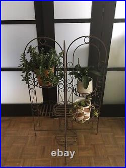 Metal Rustic PLANT STAND with3 Folding Tiers