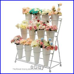 Metal Shelf Flower Plant Stand Rack Florist Indoor Outdoor Patio withWheels