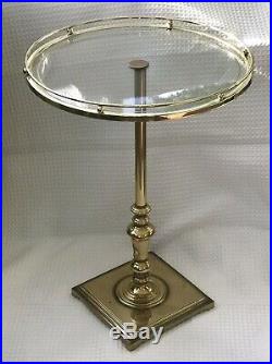 Mid Century, GLASS TOP Side TABLE/Plant Stand WithSOLID BRASS Base -23 Vintage