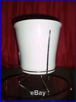 Mid Century Hand Thrown Ceramic Planter Plant Stand Flower Pot Orig. Metal Stand