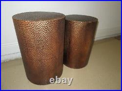 Mid Century MODERN LOT of 2 Nesting Hammered Copper Tables or Plant Stands 22 20