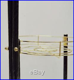 Mid Century Metal Brass Gold and Black Plant Stand 3 Triple Hollywood Regency