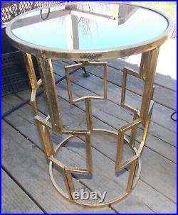 Mid Century Mirrored Metal Plant Stand / Side Table