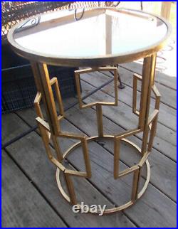 Mid Century Mirrored Metal Plant Stand / Side Table