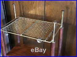 Mid Century Modern Atomic Gold Mesh Teak 3-Tier Plant Phone Stand Side Table 21