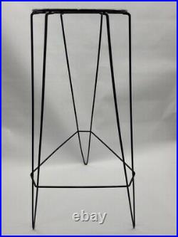 Mid Century Modern Black Metal Wire Plant Stand Tall 30H Vintage Hairpin Legs