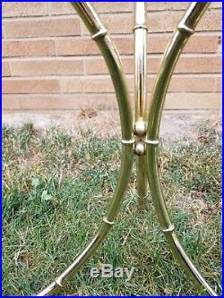 Mid Century Modern Italian Gilt Metal Faux Bamboo Plant Stands A Pair