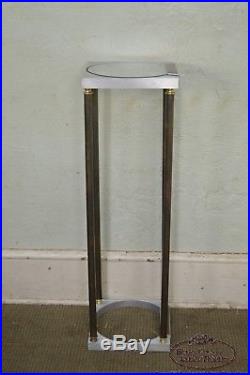 Mid Century Modern Mixed Metal Inset Glass Top Plant Stand