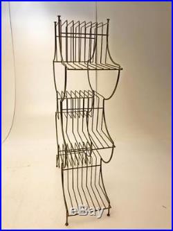 Mid Century Modern RECORD RACK storage metal vintage 50s wire plant stand table