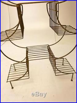 Mid Century Modern RECORD RACK storage metal vintage 50s wire plant stand table