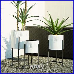 Mid Century Plant Stand with Pot Set of 3 Modern Metal Planters with Stands Flow