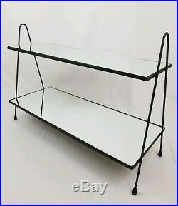 Mid-Century TV Stereo plant display shelf stand iron mirror hairpin vintage