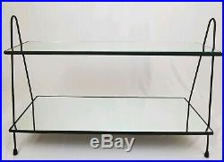 Mid-Century TV Stereo plant display shelf stand iron mirror hairpin vintage