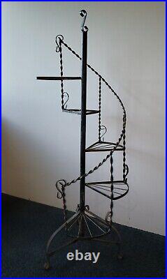 Mid Century Wrought Iron 5 Tier Spiral Plant Planter Stand