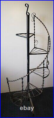 Mid Century Wrought Iron 5 Tier Spiral Plant Planter Stand