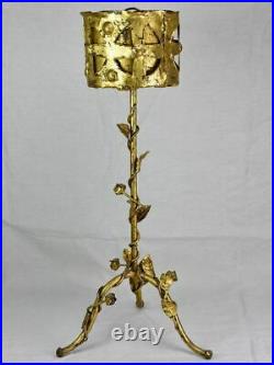 Mid century French baroque plant stand with gold patina and rose motifs