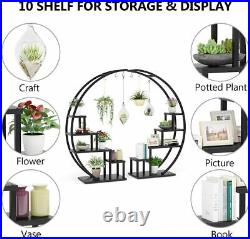 Modern Bonsai Flower Pot Holder with 6 Hooks 5 Tier Plant Stand for Home Balcony