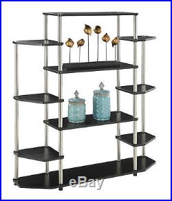 Modern Bookshelf Wall Unit Plant Stand Display Open Shelf Design Black Bookcase