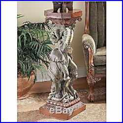 Modern Pedestal Plant Stand Ornate Resin Cast Elephant 39 Inches Furniture