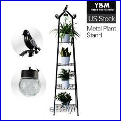 Multi Functional Plant Stand Flower Shelf Ladder-Shaped With LED Light 4 Tier