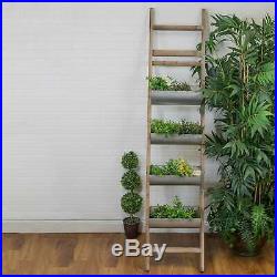 Multicolor Wood and Metal Ladder-design Wall Planter Brown, Multi