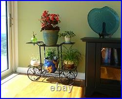 MyGift Multi Tiered Black Metal Indoor Garden Plant Stand Cart, Flower Pot Displ