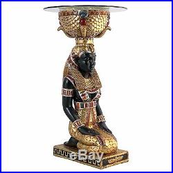 NE75534 -The Egyptian Goddess Eset Glass-Topped Table Ancient Egyptian Decor