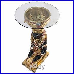 NE75534 -The Egyptian Goddess Eset Glass-Topped Table Ancient Egyptian Decor