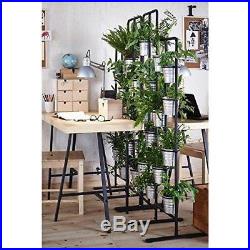 NEW Gray Metal Planter Outdoor Patio Plant Stand Storage Organize 20 Pot Divider