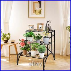 NNECW 3-Tier Metal Plant Stand with Open Shelves for Garden