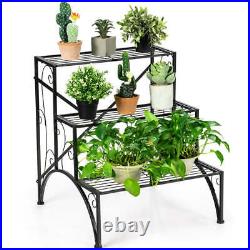 NNECW 3-Tier Metal Plant Stand with Open Shelves for Garden
