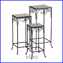 Nesting Plant Stand 3 Piece Set Square Flower Tables Black Accent Home Decor New