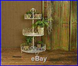 New 3 Tier Metal Wire Antique White Display Stand Centerpiece Plants Cupcakes
