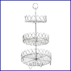 New 3 Tier Metal Wire Antique White Display Stand Centerpiece Plants Cupcakes