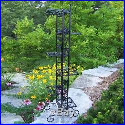 New 64.5-in Black Rectangular Wrought Iron Plant Stand Crack Fade Resistant