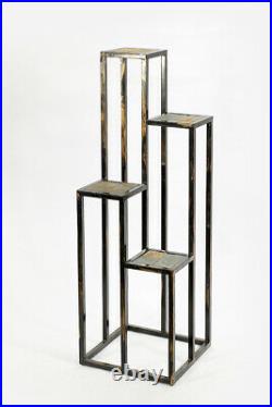 ORE International LB-1714 47.25 in. 4 Tier Gray Stone Slab Cast-Iron Plant Stand