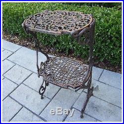 Oakland Living 2 Level Plant Stand in Antique Bronze Patio End Table