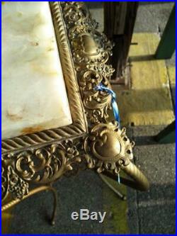 Old Antique Plant Fern Stand Onyx Marble Top Side Table Pedestal Art Nouveau Era