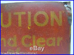 Old CAUTION STAND CLEAR OF ELEVATOR DOORS Industrial Plant Safety Sign metal