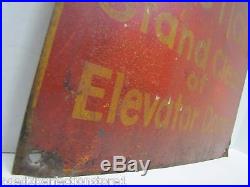 Old CAUTION STAND CLEAR OF ELEVATOR DOORS Industrial Plant Safety Sign metal